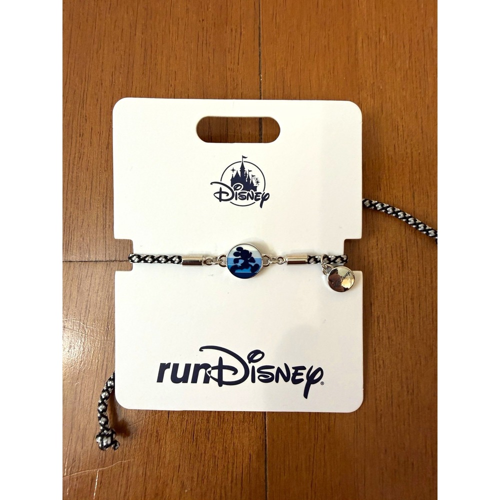 Disney runDisney Adjustable Cord Charm Bracelet Slide Closure Black/White